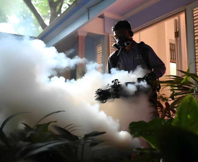 Nebulização para controle de insetos em área externa